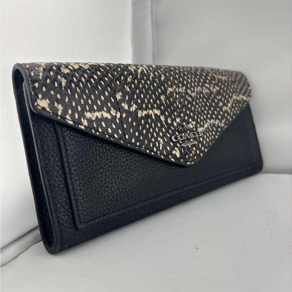 Coach Snakeskin & Leather Envelope Continental Wallet - Picture 1 of 6